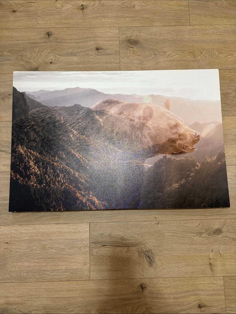 The Spring Shop Bear & Mountain Canvas - Brown & Cream